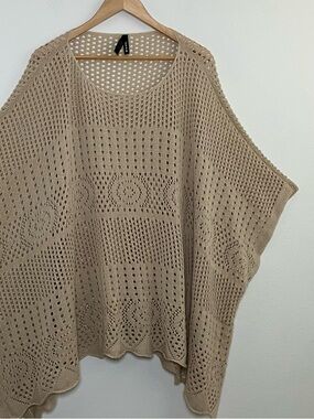 Torrid | Tan Open-Knit Poncho Sweater for Layering